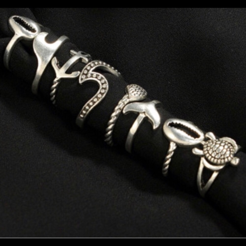 🌊New Set Of 8Pcs Silver Coated Stackable Rings🌊 - Picture 2 of 7